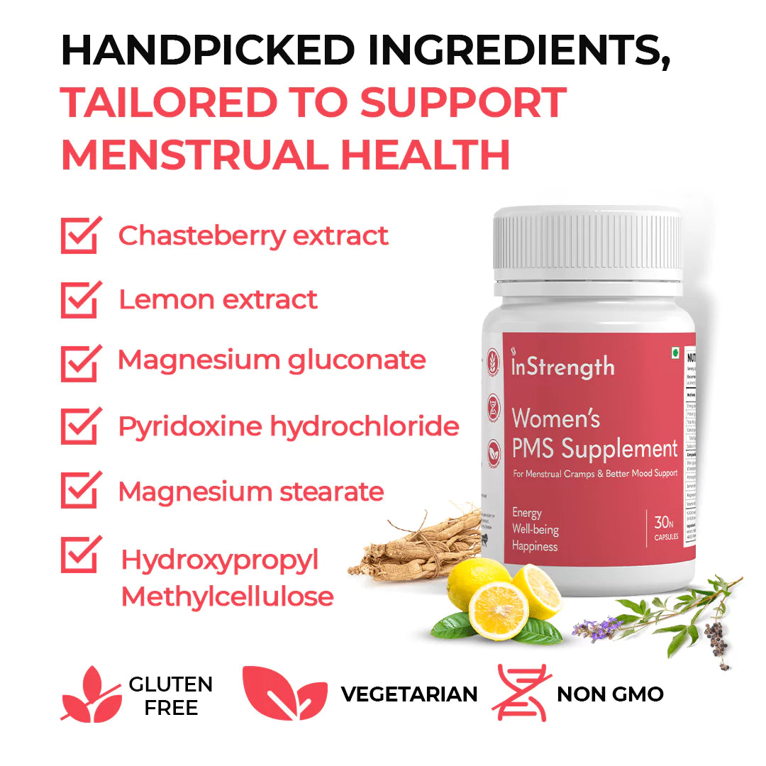 InStrength PMS Supplements Ingredients - Key Nutrients for menstrual  Comfort