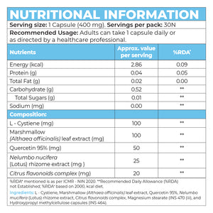 Instrength Lung Supplement - Nutritional Information