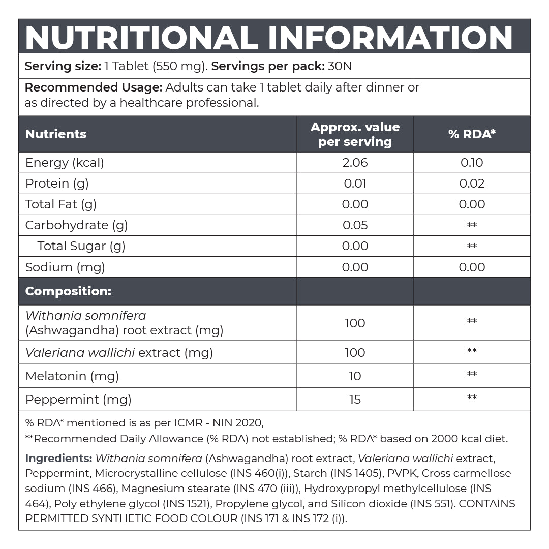 Instrength Sleep Supplement - Nutritional Information