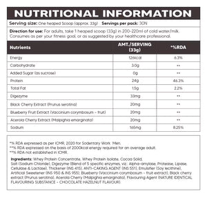Instrength Whey Protein - Nutritional Information