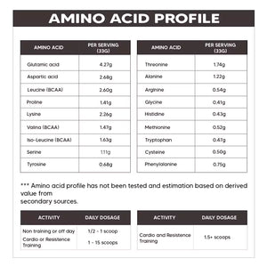 Instrength Whey Protein Supplement - amino acid profile