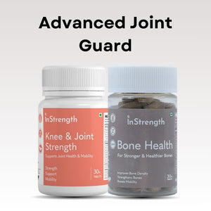 InStrength Advanced Joint Guard Pack featuring Knee & Joint Strength and Bone Health supplements for mobility and bone support.