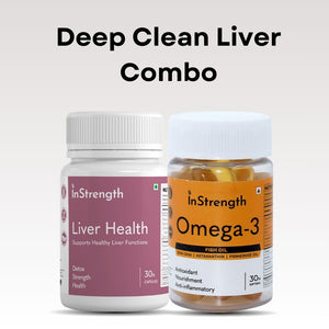 Deep Clean Liver Combo featuring InStrength Liver Health and Omega-3 supplements that support liver detox, strength, and overall wellness.