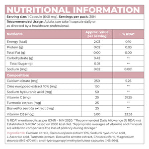 Instrength Back Support Supplement - Nutritional Information