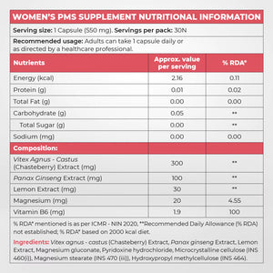 Instrength Women's Multivitamin & PMS Supplement - Nutritional Information 2