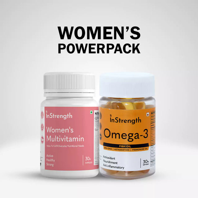 InStrength Women's Power Pack - Multivitamins & Omega-3s for Women's Health